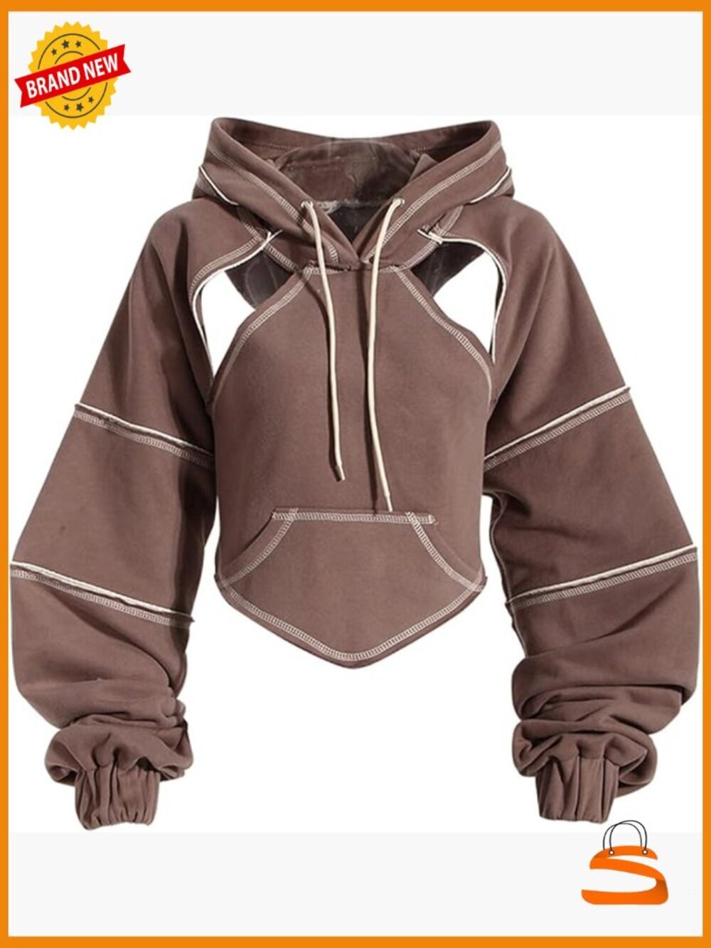 Cutout Super Crop Hoodie Backless Long Sleeve Gothic Punk Y2K Sweatshirt
